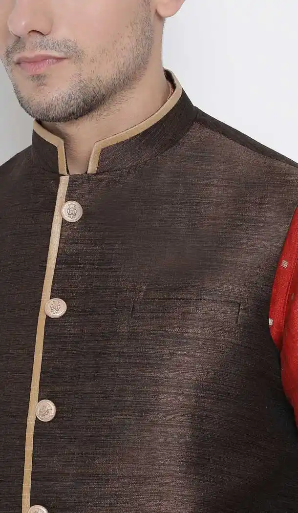 Maroon Kurta Pajama With Jodhpuri Jacket