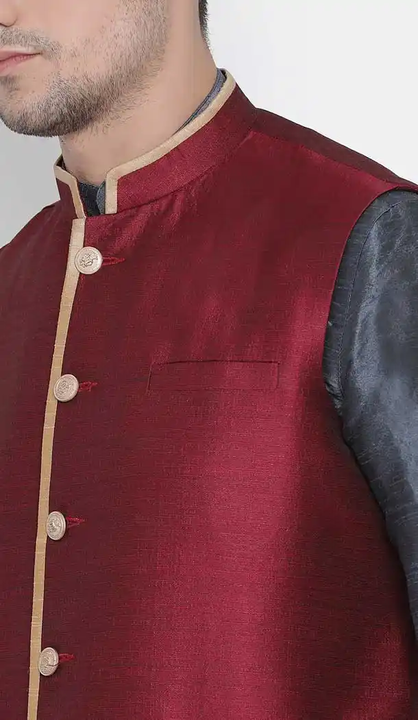 Slate Kurta Pajama With Nehru Jacket Heenastyle