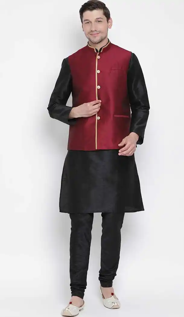 Black Kurta Pajama With Nehru Jacket Online Shopping