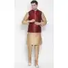 Rose Gold Party Wear Kurta Pajama With Nehru Jacket
