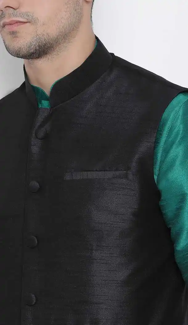 Green Dhoti Kurta With Jacket Party Wear