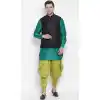 Green Dhoti Kurta With Jacket Party Wear