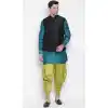 Turquoise Dhoti Kurta With Jacket Punjabi