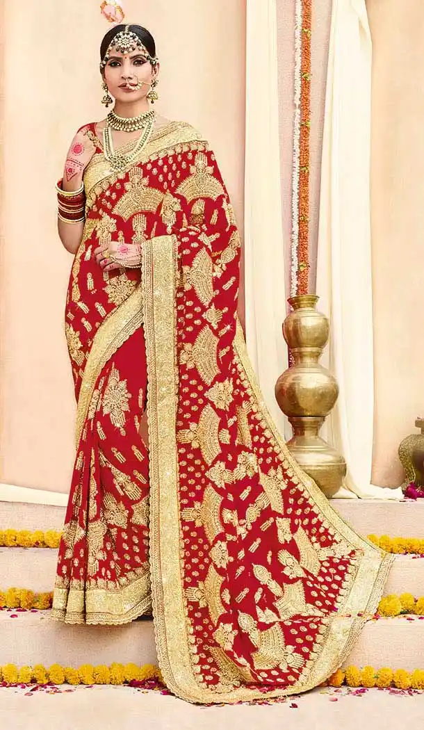 Beautiful Red Designer Saree