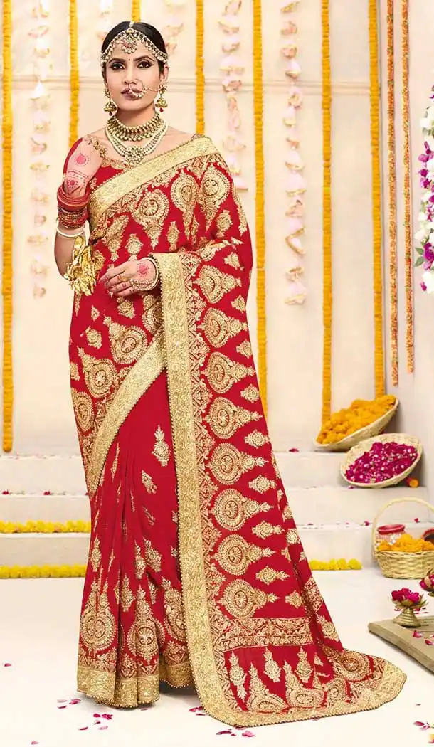 Designer Saree in Red Colour
