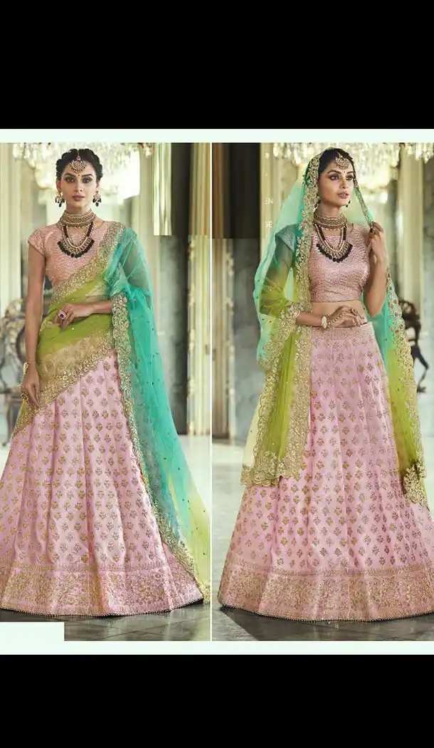 Pink Color Satin Silk Designer Wedding Lehenga Choli - 398159753