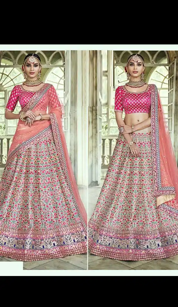 Rani Color Silk Designer Wedding Lehenga Choli - 398159754
