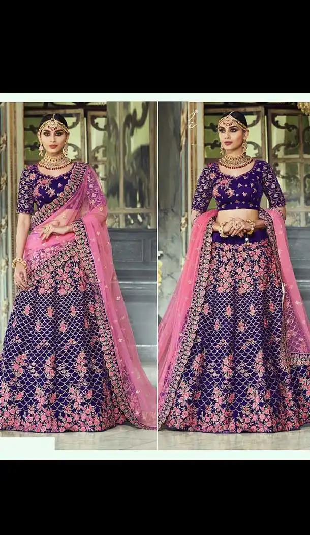 Purple Color Velvet Designer Wedding Lehenga Choli - 398159757