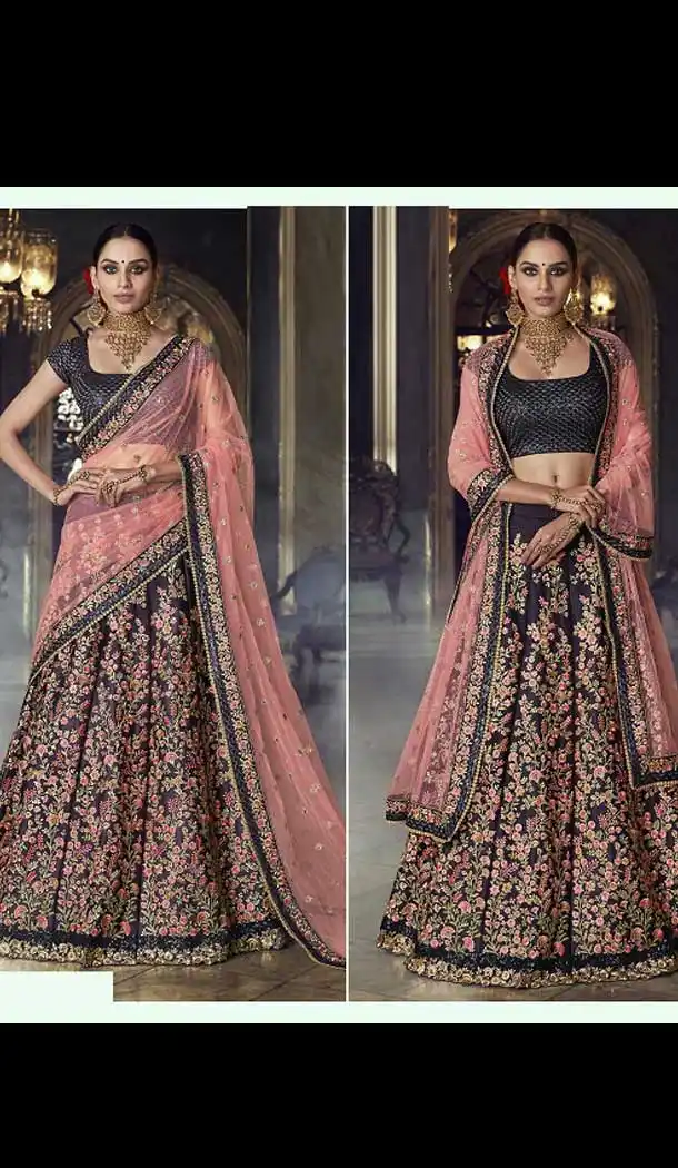 Classy Pink Color Satin Silk Designer Wedding Lehenga Choli - 398159759
