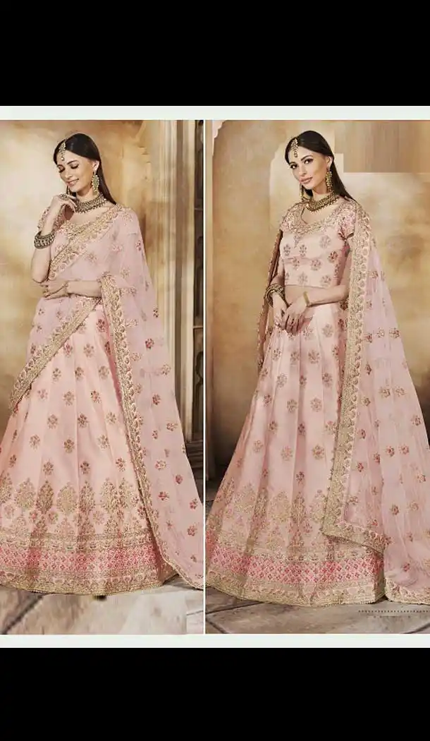 Light Peach Color Silk Designer Wedding And Sangeet Ceremony Lehenga Choli - 398259765