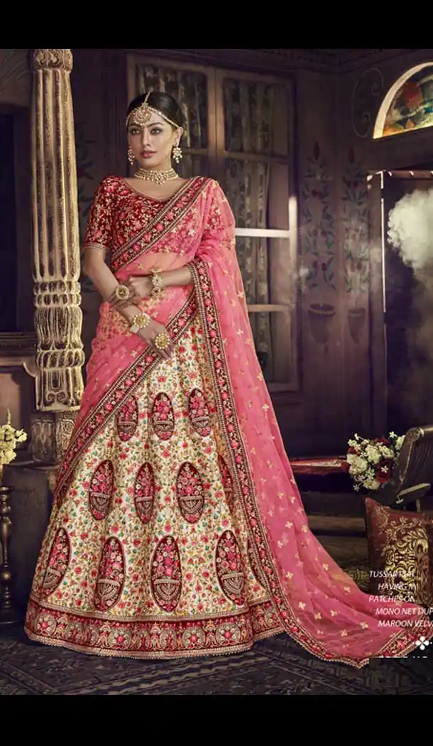 Peach Color Silk Wedding Designer Lehenga Choli - 398359775