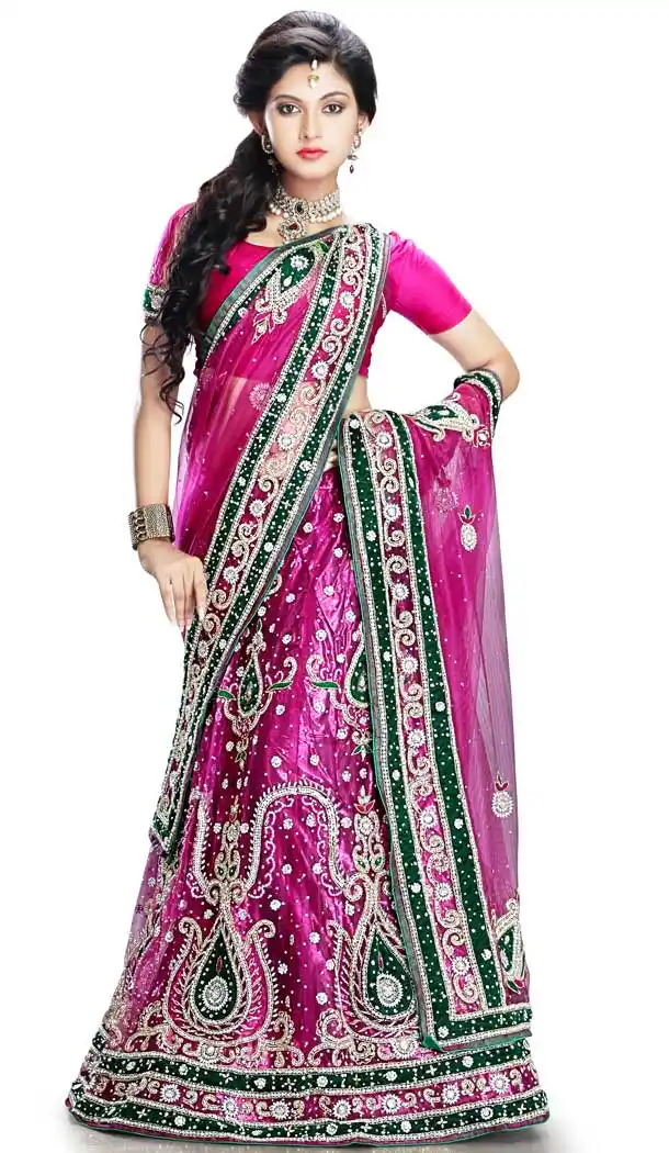 Pink Net Designer Hand Made Wedding Lehenga Choli - 558169533
