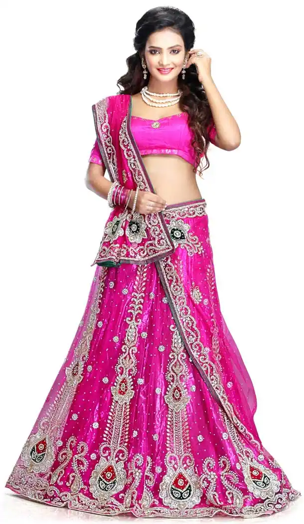 Pink Net Designer Hand Made Wedding Lehenga Choli - 558169534