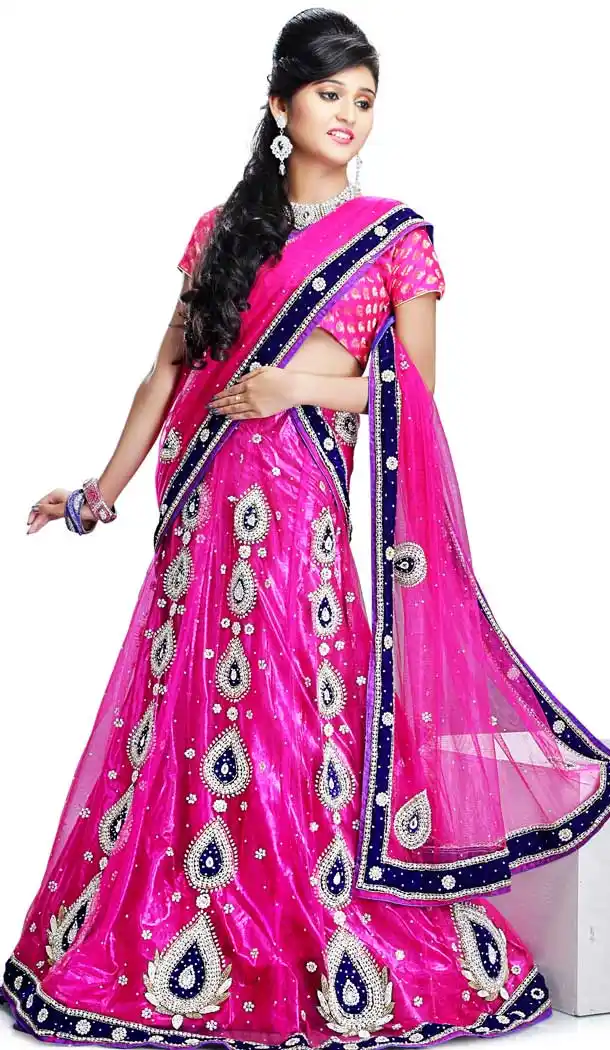 Pink Net Designer Hand Made Wedding Lehenga Choli - 558169536