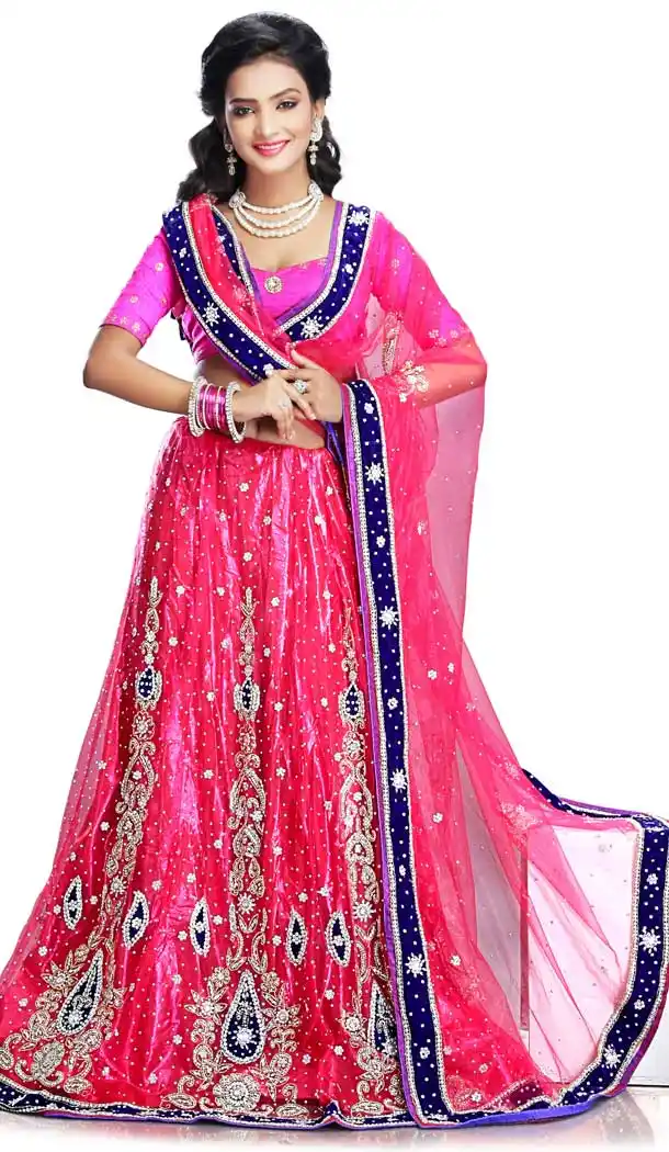 Pink Net Designer Hand Made Wedding Lehenga Choli - 558169538