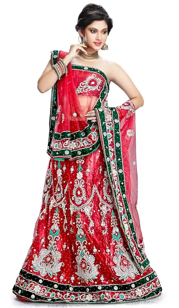 Chic Red Color Net Designer Hand Made Wedding Lehenga Choli - 558169549