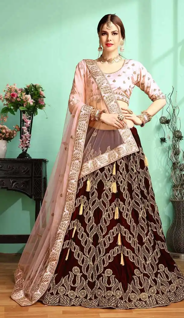 Maroon Color Malai Satin Designer Lehenga Choli For Women - 400459959