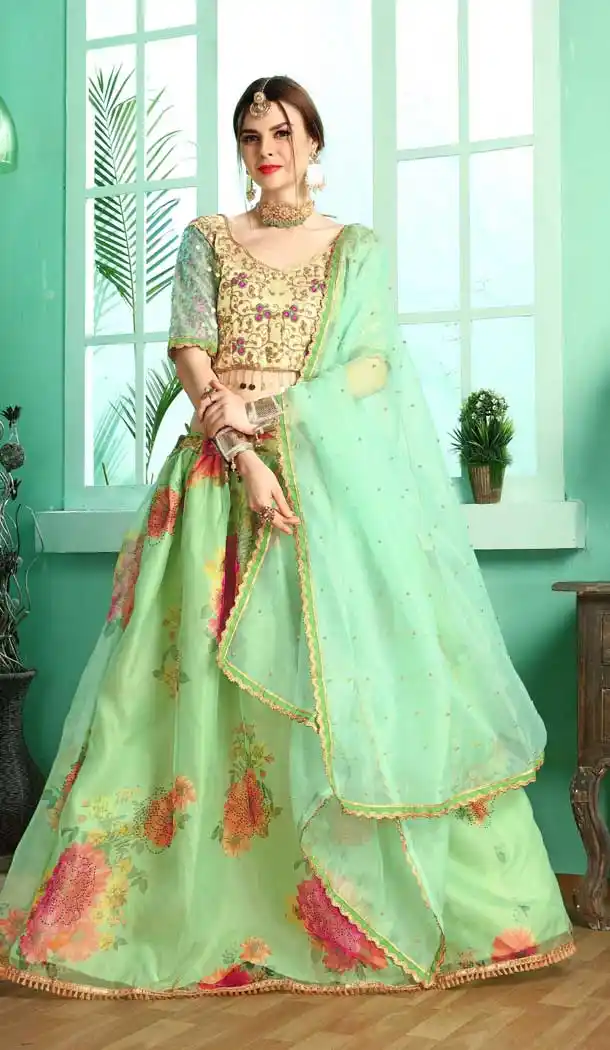 Light Green Color Gota Designer Lehenga Choli For Women - 400459962