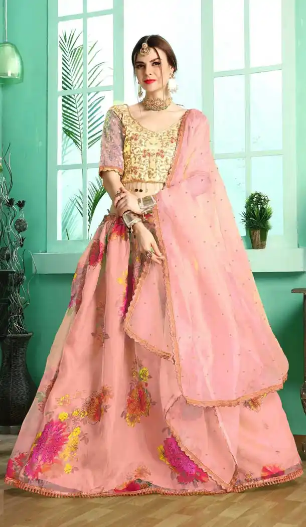 Baby Pink Color Gota Designer Lehenga Choli For Women - 400459963