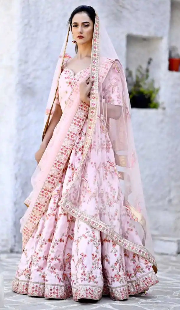 Luscious Pink Color Chennai Silk Designer Mehendi Wear Lehenga Choli - 400559966