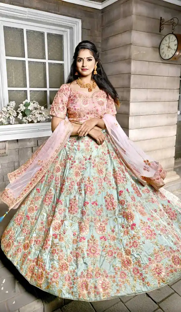 Elegant Green Color Silk Designer Sangeet Ceremony Wear Lehenga Choli - 400659978