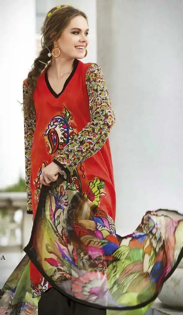 Red Faux Crepe Kameez with Palazzo