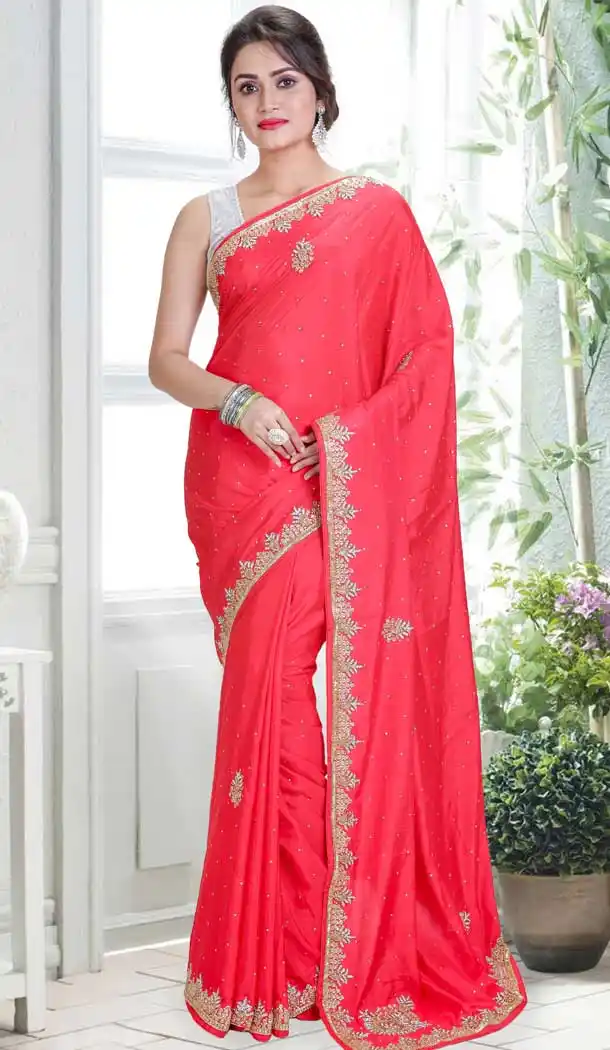 Red Color Silk Hand Work Designer Bridal Saree Blouse - 558369581