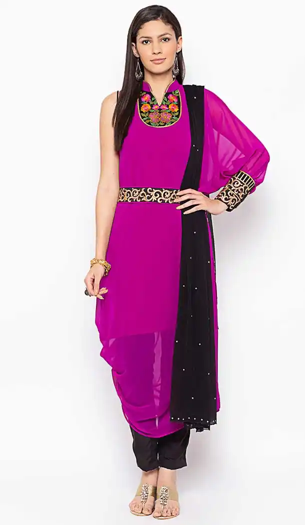 Magenta Color Georgette Designer Plus Size Readymade Dress - 568871007