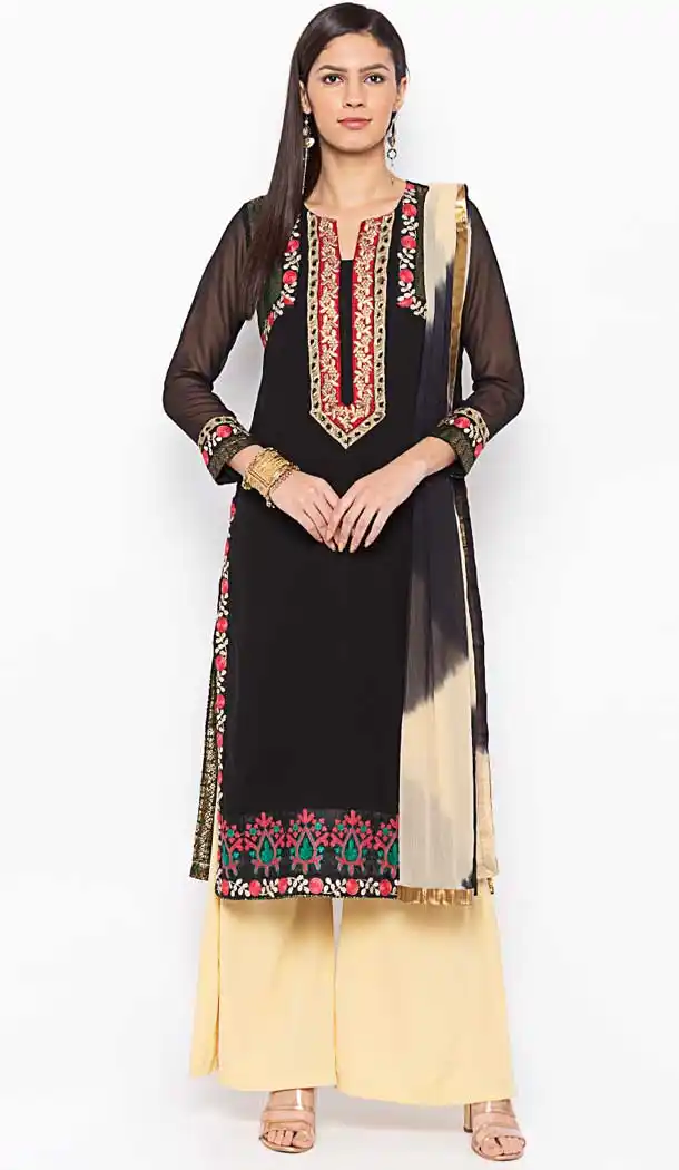 Black Color Georgette Designer Plus Size Readymade Dress - 568871010