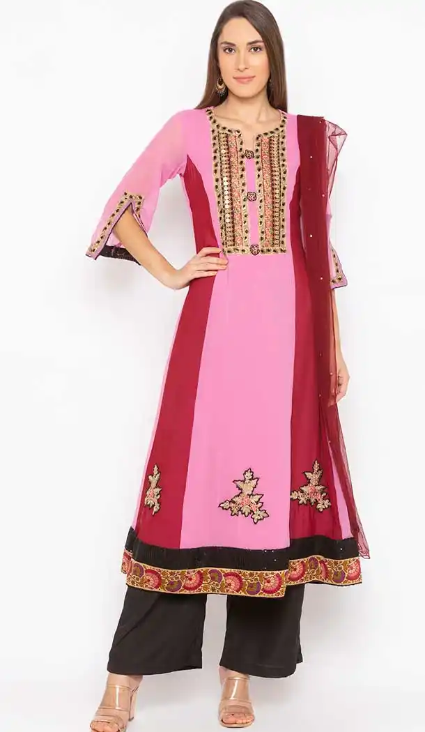 Light Pink Color Georgette Designer Plus Size Readymade Dress - 568871012