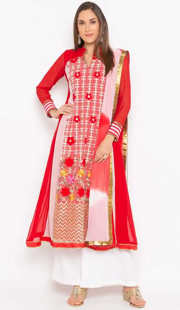 Wonderful Red Color Georgette Designer Plus Size Readymade Dress - 568871014