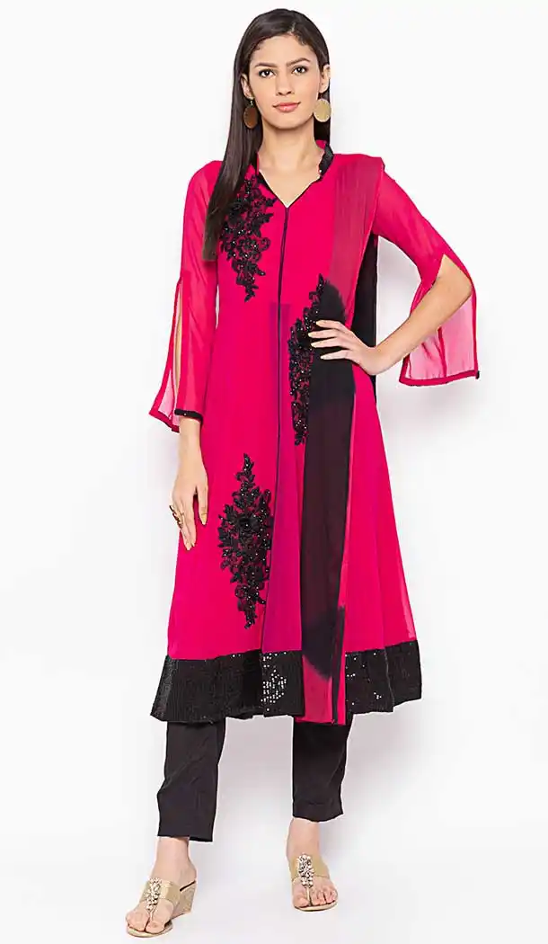 Magenta Color Georgette Designer Plus Size Readymade Dress - 568871021