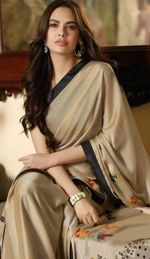 Beige Color Silk Georgette Bollywood Celebrity Nargis Fakhri Saree - 564770623