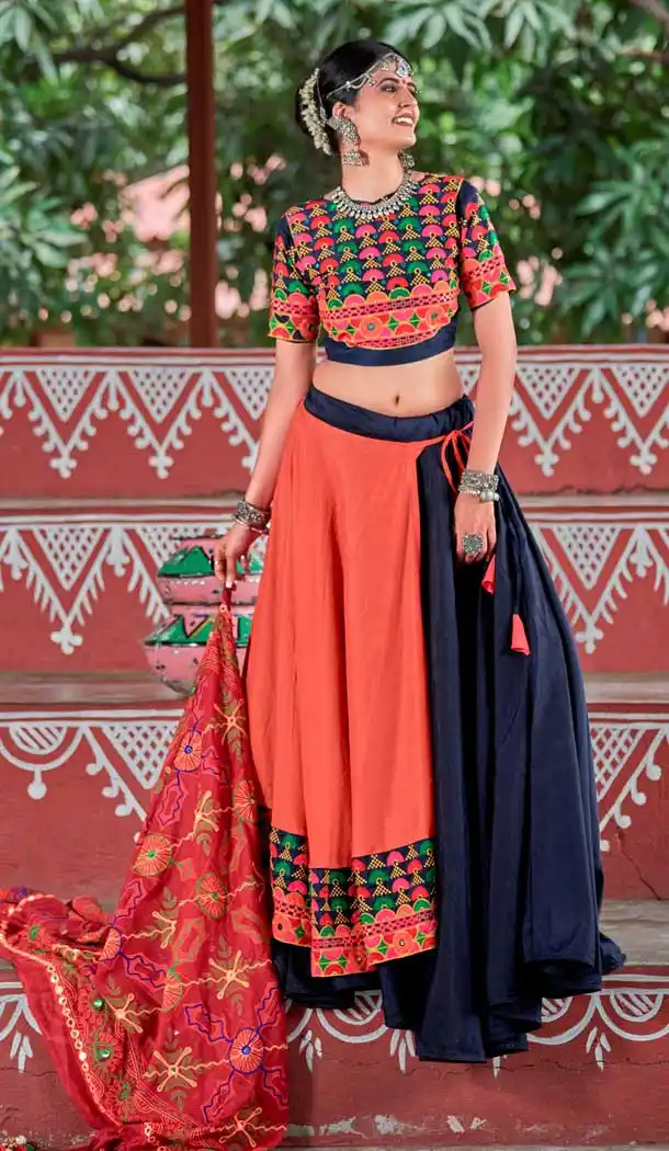 Red And Black Color Soft Cotton Designer Navratri Chaniya Choli - 569671098