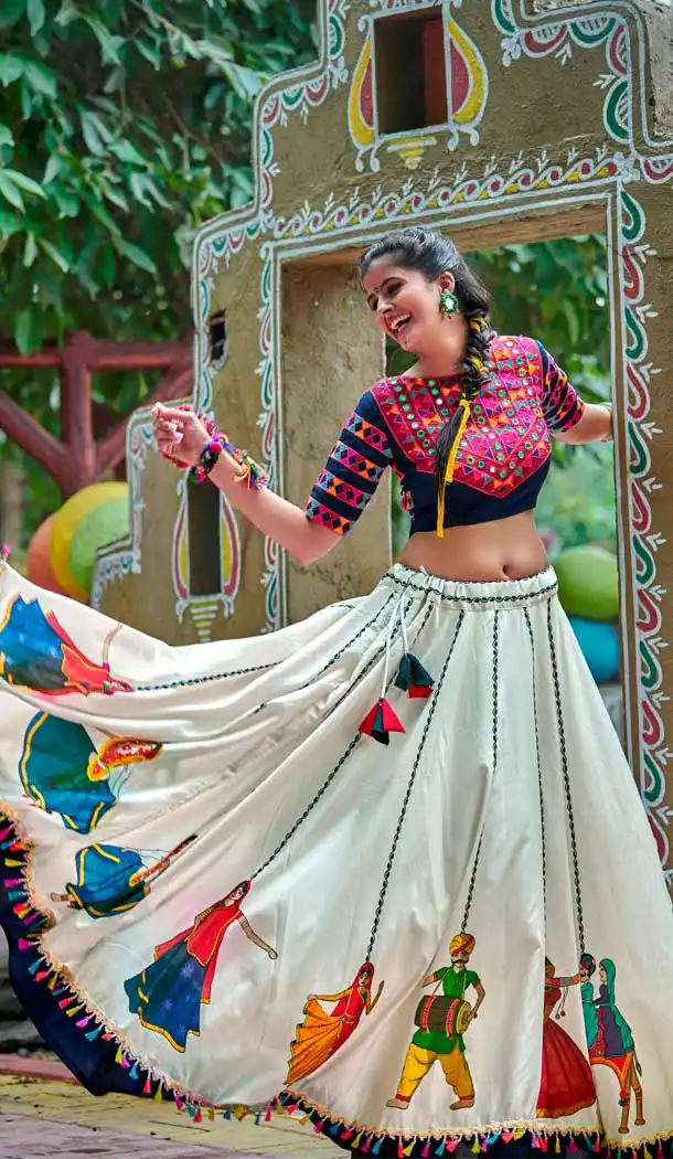 Off White Color Soft Cotton Designer Navratri Chaniya Choli - 569671099