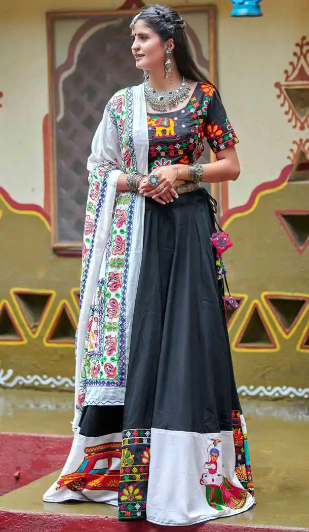 Teal Green Color Soft Cotton Designer Navratri Ras Special Chaniya Choli - 569871115