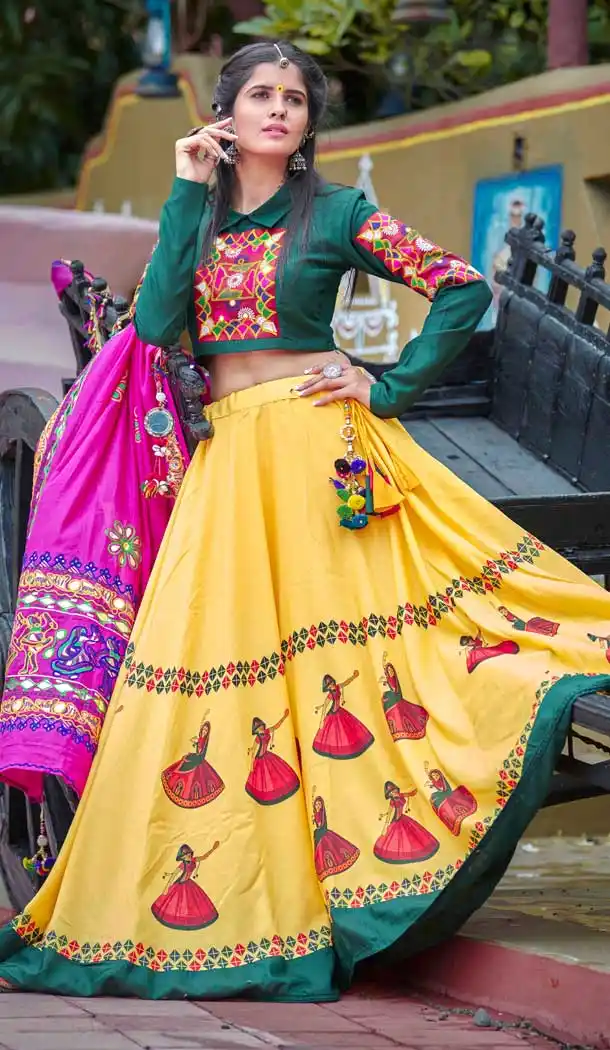Yellow Color Soft Cotton Designer Navratri Ras Special Chaniya Choli - 569871116