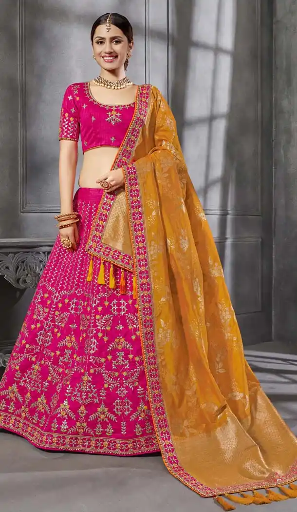 Pink Color Designer Mehendi and Sangeet Lehenga Choli - 411160970