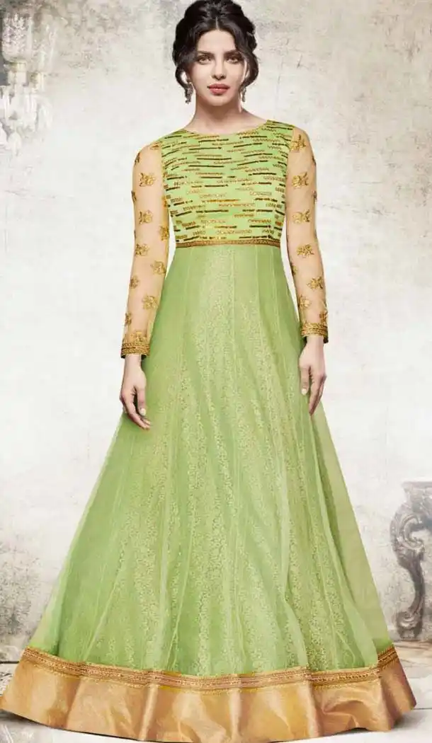 Light Green Georgette Bollywood Celebrity Priyanka Chopra Salwar Kameez - 406560619