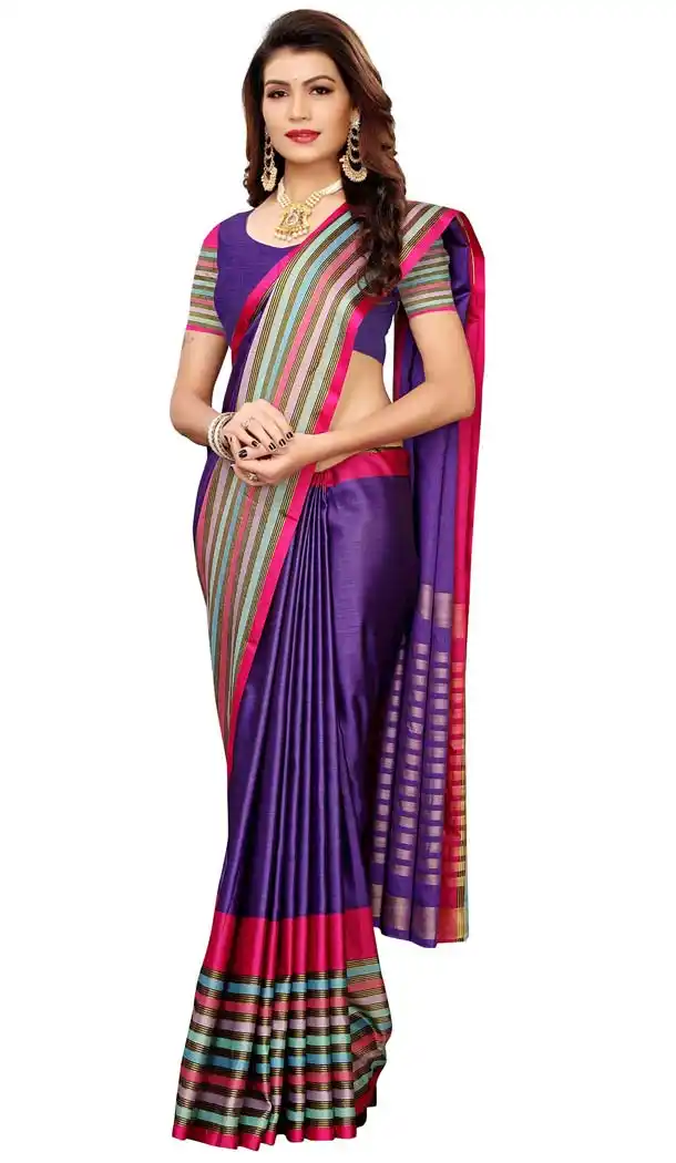 Purple Color Art Silk Office Wear Casual Saree Blouse - 405760535