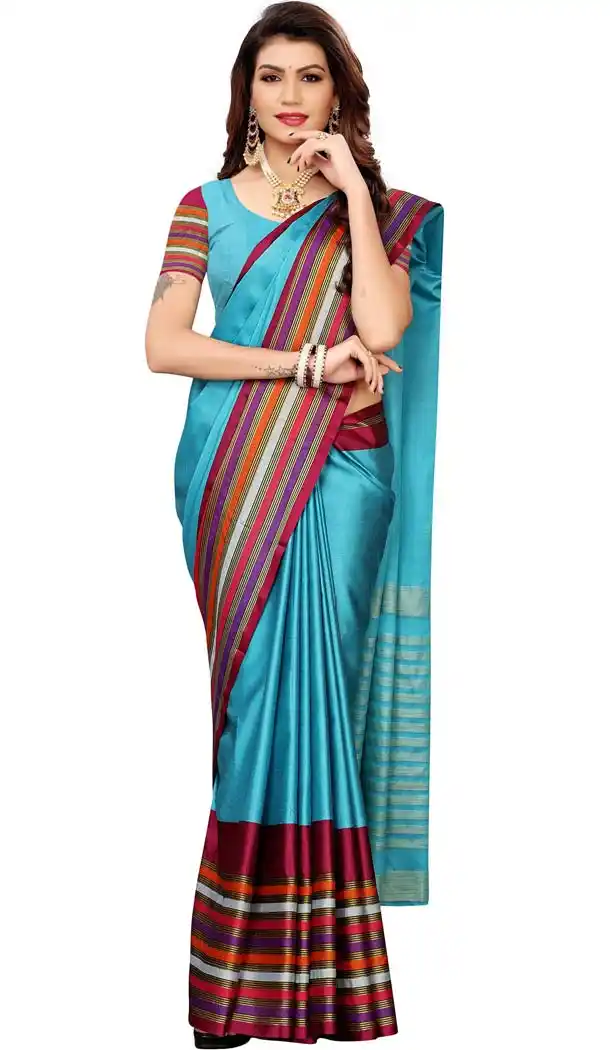 Sky Blue Color Art Silk Office Wear Casual Saree Blouse - 405760536