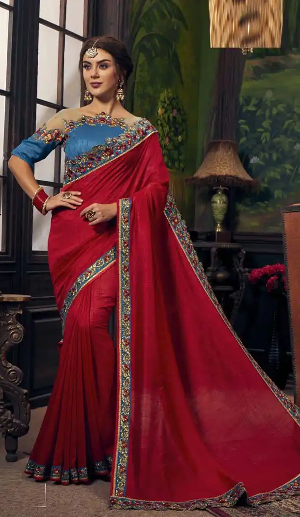 Red Color Silk Traditional Designer Wear Saree Blouse - 411060961