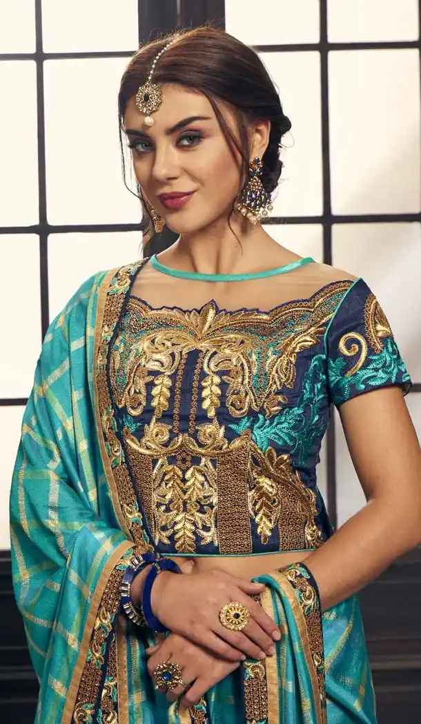 Sky Blue Color Silk Traditional Designer Wear Saree Blouse - 411060965