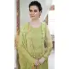 Glamorous Green Color Organza Embroidery Pakistani Palazzo Salwar Suit