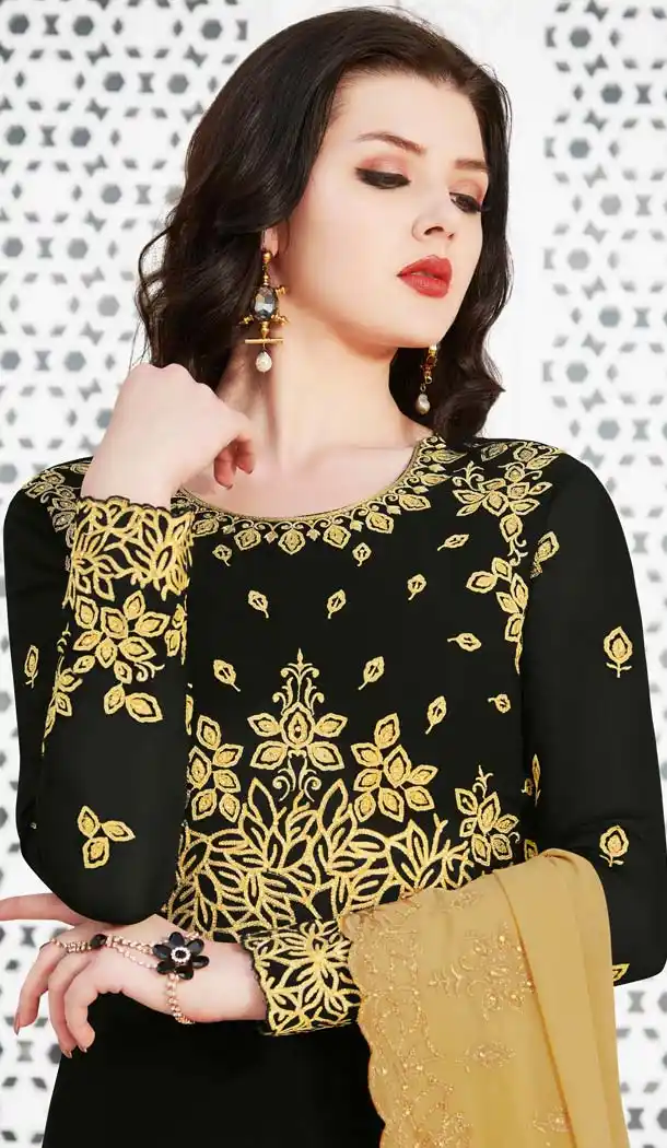 Exotic Black Color Soft Georgette Designer Long Anarkali Suit - 573971460