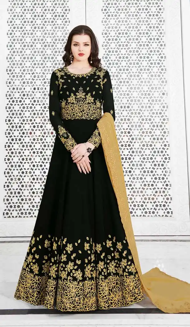Exotic Black Color Soft Georgette Designer Long Anarkali Suit - 573971460