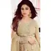 Contemporary Musterd Color Butterfly Net Designer Long Anarkali Churidar Salwar Suit