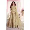 Contemporary Musterd Color Butterfly Net Designer Long Anarkali Churidar Salwar Suit