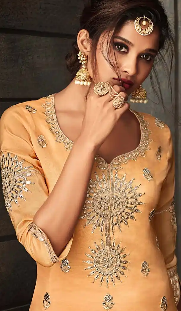 Light Orange Color Crepe Designer Sharara Salwar Suit - 575171648