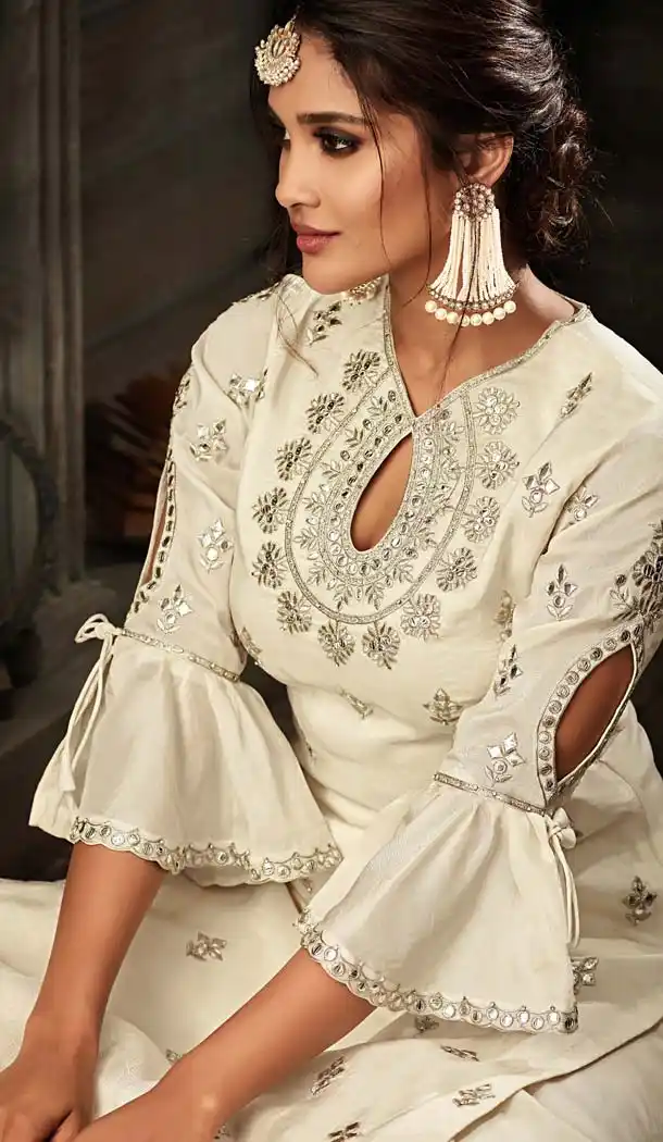 Contemporary White Color Crepe Designer Sharara Salwar Suit - 575171649